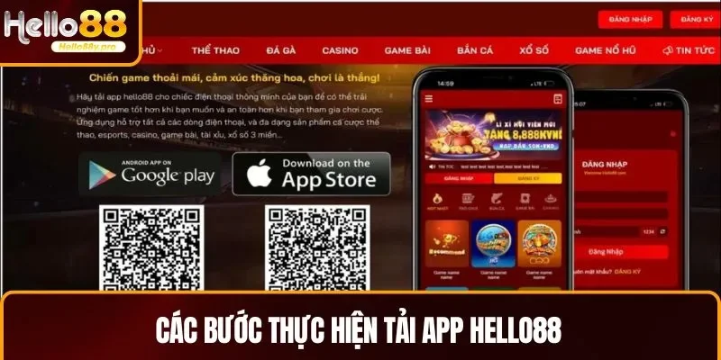 Các bước hội viên thực hiện để tải app HELLO88
